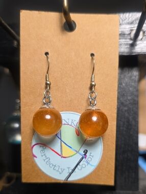 Amber Glass Ball Drop Earrings